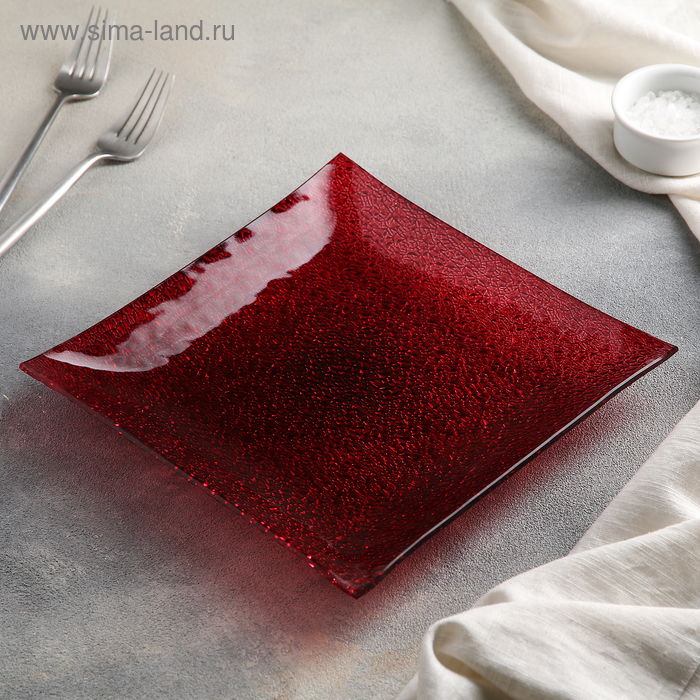 Тарелка квадратная, 22,5×22,5 см, цвет красный