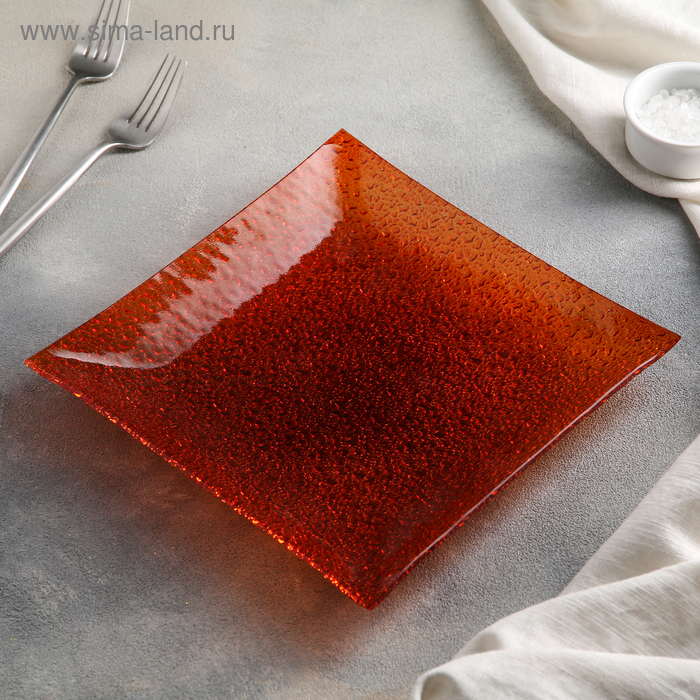фото Тарелка квадратная 22,5 см, цвет оранжевый vellarti