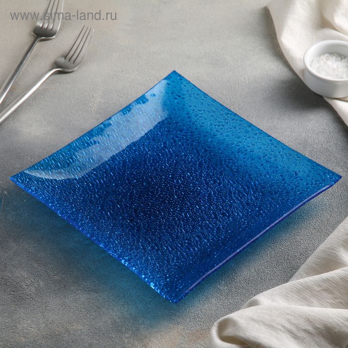 Тарелка квадратная, 22,5×22,5 см, цвет синий