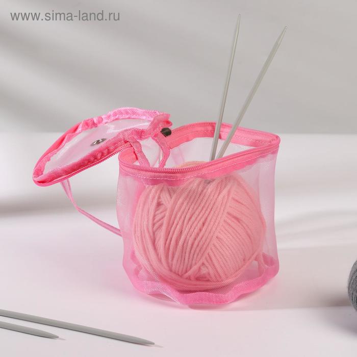фото Сумка для вязания, d = 13,5 см, 14 см, цвет розовый арт узор