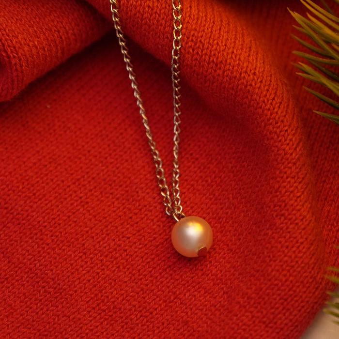 Кулон Новогодний Санта волшебник, жемчужина, цвет белый в серебре, 42 см