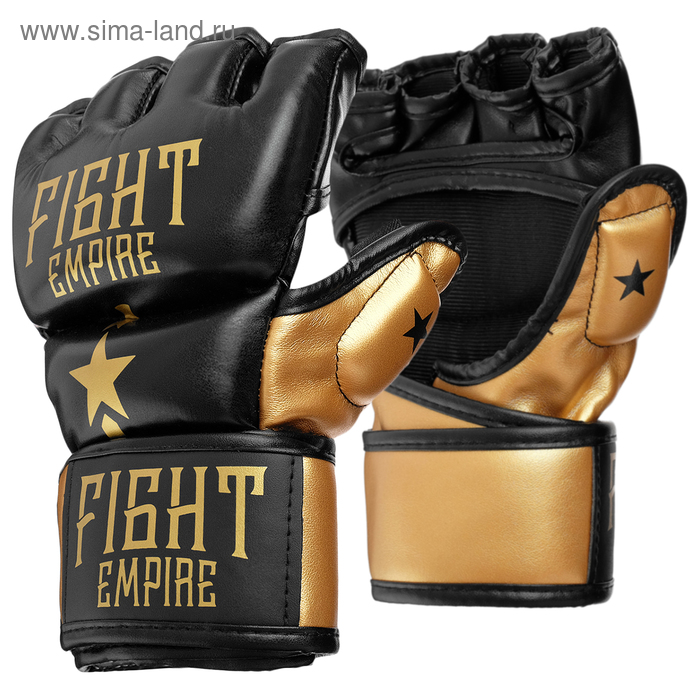 Перчатки для ММА тренировочные FIGHT EMPIRE, черно-золотые, размер М перчатки для мма тренировочные fight empire размер m
