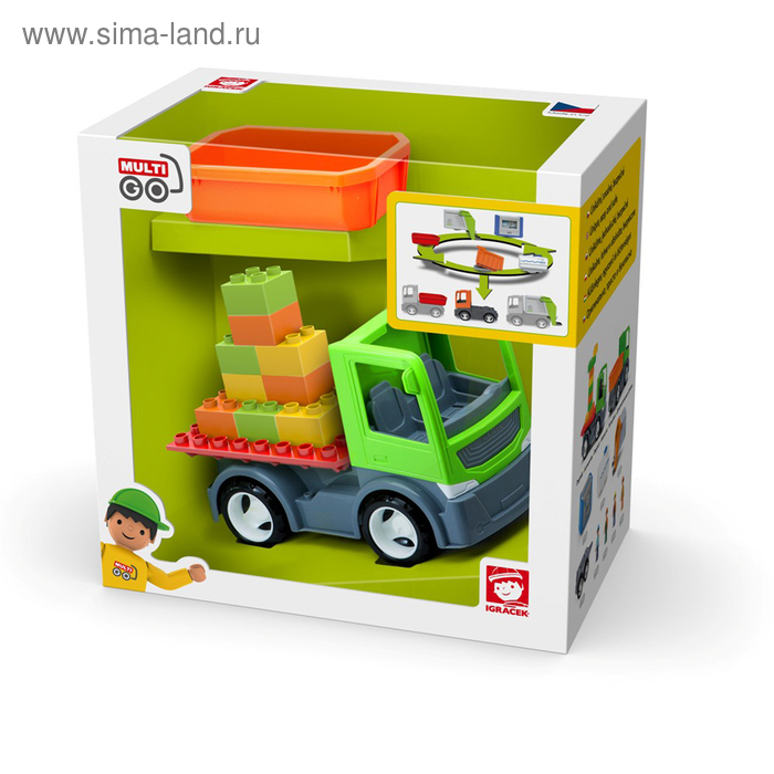 Машинка Efko MultiGo «Строительная платформа», с блоками и сменным кузовом игрушка строительная платформа с блоками и сменным кузовом