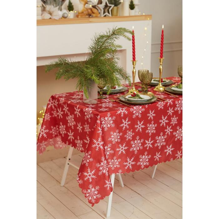 

Скатерть новогодняя Доляна "Снежинки" 145*300 см, 100% п/э