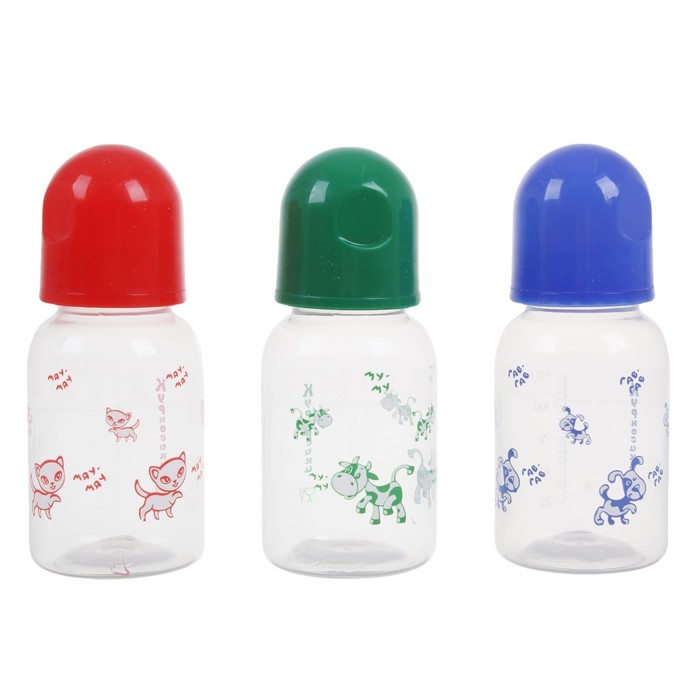 Бутылочка для кормления с латексной соской, 125 мл, от 0 мес., цвета МИКС