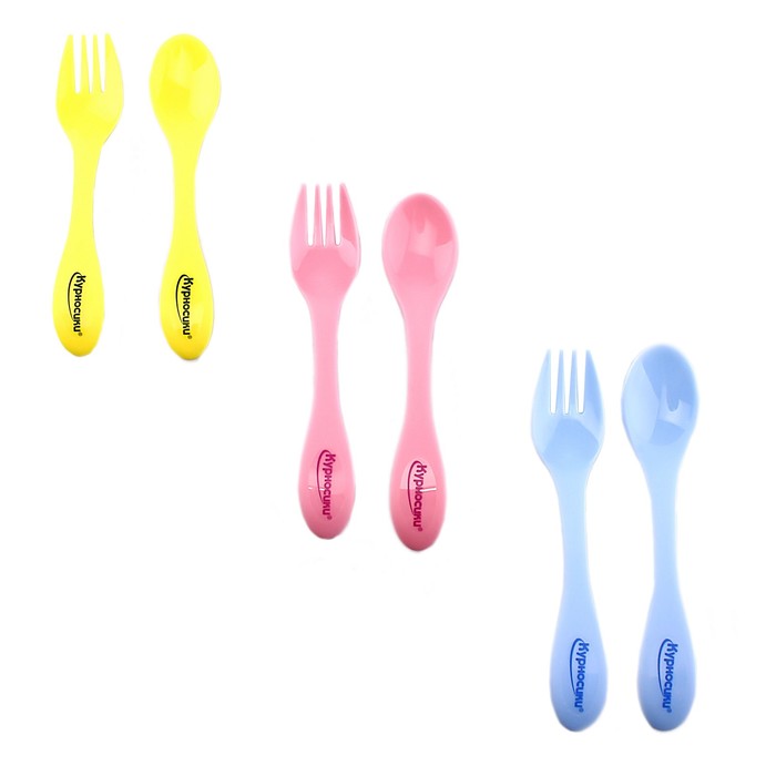 Набор столовых приборов, 2 предмета: ложка, вилка, от 4 мес., цвета МИКС