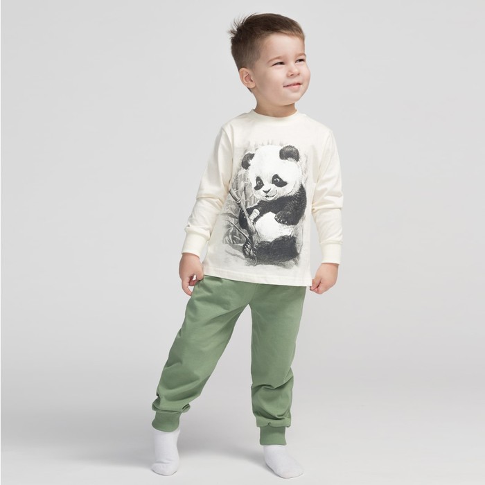 Пижама для мальчика, цвет молочный/зелёный, рост 116-60