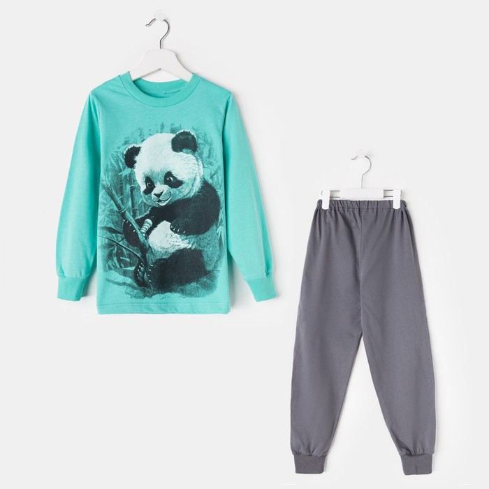 Пижама для мальчика, цвет бирюзовый/панда, рост 104 см (56)