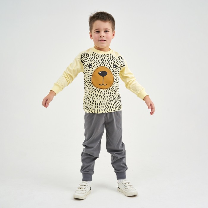 Пижама для мальчика, цвет бежевый/серый, рост 110-60