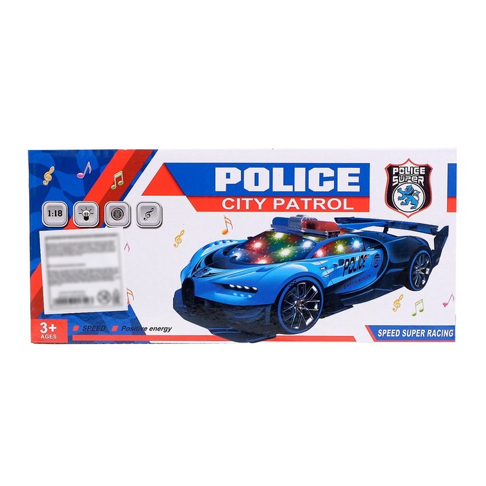 Машина «Полиция», световые и звуковые эффекты, работает от батареек, МИКС