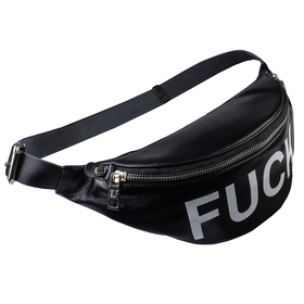

Поясная сумка "FUCK" , 2 отдела на молнии, регулируемый ремень, цвет черный