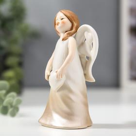 Сувенир керамика "Ангел девочка в кремовом платье с сердцем" 12х6,5х5,3 от Сима-ленд