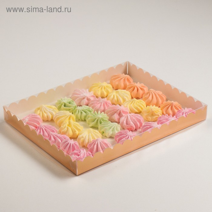 

Коробочка для печенья с PVC крышкой, золотой, 23,5 х 30 х 3 см
