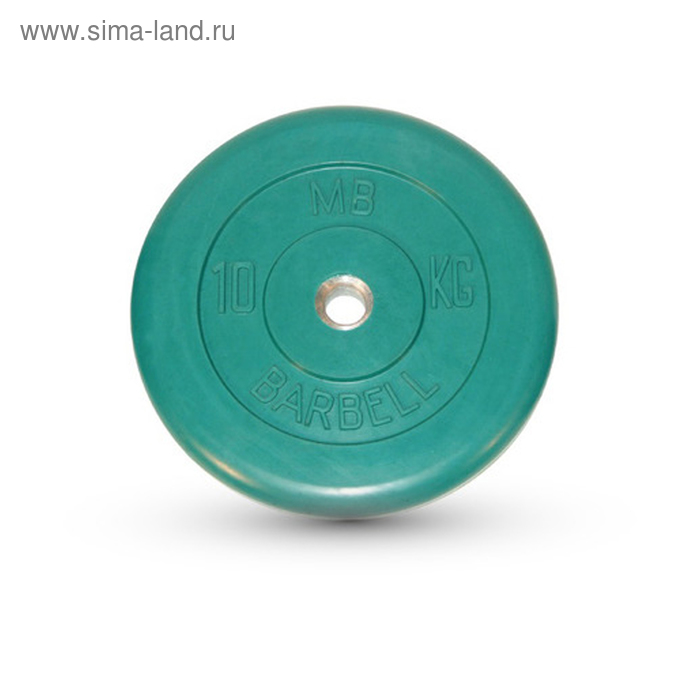 фото Диск обрезиненный d=26 мм цветной 10 кг, цвет зелёный barbell