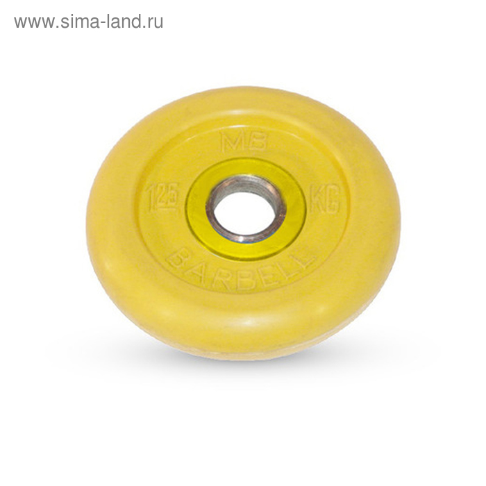 фото Диск обрезиненный d=31 мм цветной 1,25 кг, цвет жёлтый barbell