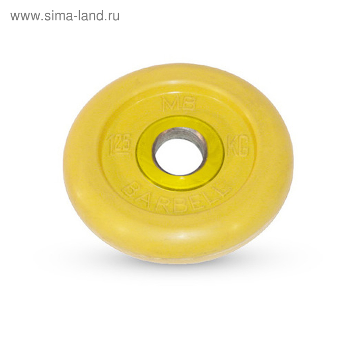 фото Диск обрезиненный d=51 мм цветной 1,25 кг, цвет жёлтый barbell