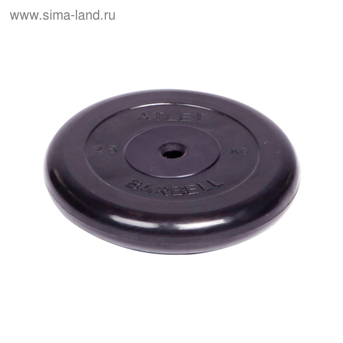 фото Диск обрезиненный d=26 мм, цвет чёрный, 2,5 кг atlet barbell