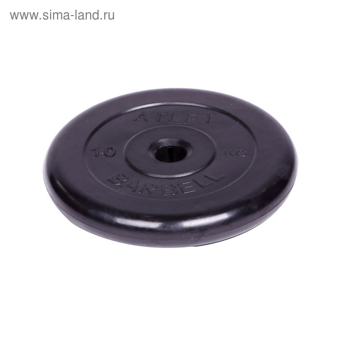 фото Диск обрезиненный d=31 мм, цвет чёрный, 10 кг atlet barbell