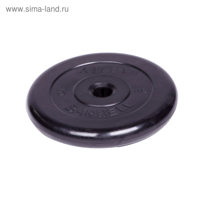 фото Диск обрезиненный d=31 мм, цвет чёрный, 5 кг atlet barbell