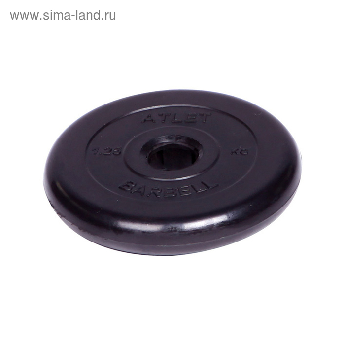 фото Диск обрезиненный d=51 мм, цвет чёрный, 1,25 кг atlet barbell