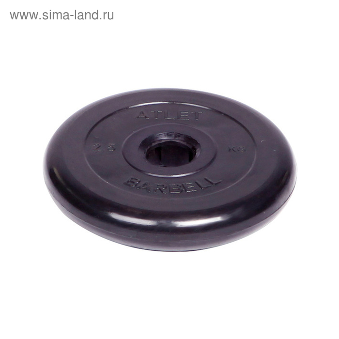 фото Диск обрезиненный d=51 мм, цвет чёрный, 2,5 кг atlet barbell