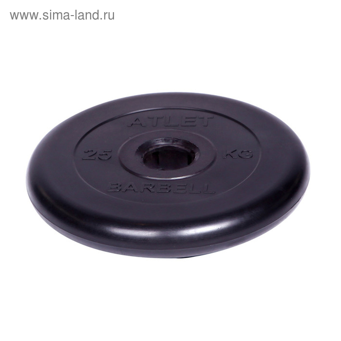 фото Диск обрезиненный d=51 мм, цвет чёрный, 25 кг atlet barbell