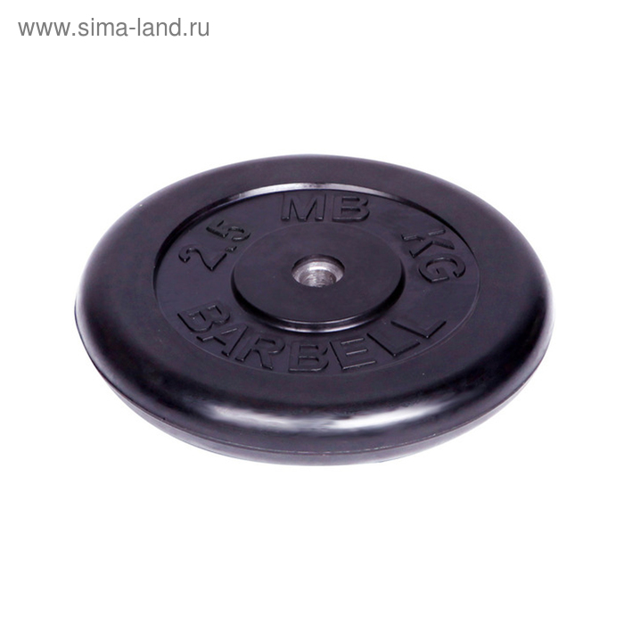 фото Диск обрезиненный d=26 мм, цвет чёрный, 2,5 кг barbell
