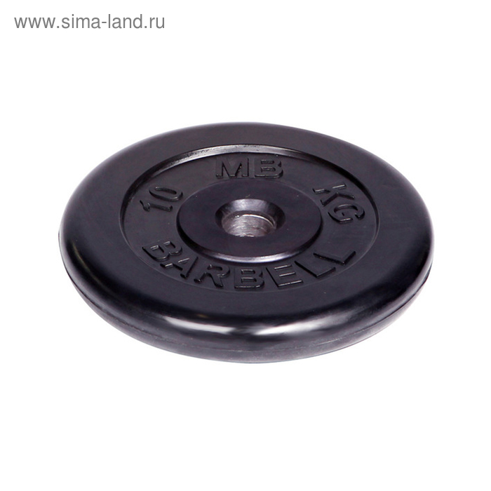 фото Диск обрезиненный d=51 мм, цвет чёрный, 10 кг barbell