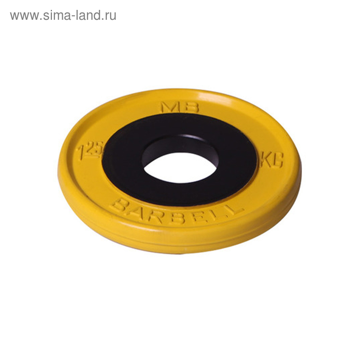Диск олимпийский d=51 мм цветной 1,25 кг, цвет жёлтый диск для грифа v sport lc 15 олимпийский 15 кг обрезин цветной с ручкой