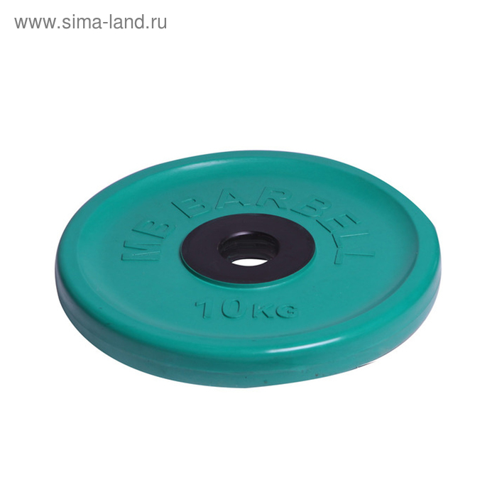 Диск олимпийский d=51 мм цветной 10 кг, цвет зелёный диск для грифа v sport lc 15 олимпийский 15 кг обрезин цветной с ручкой