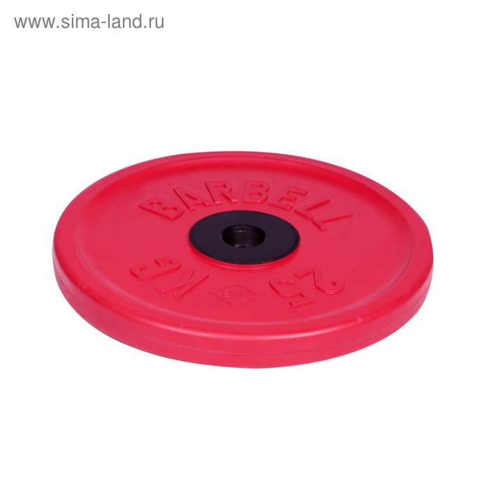 Диск олимпийский d=51 мм цветной 25 кг, цвет красный диск для грифа v sport lc 15 олимпийский 15 кг обрезин цветной с ручкой