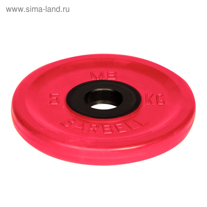 Диск олимпийский d=51 мм цветной 5 кг, цвет красный диск для грифа v sport lc 15 олимпийский 15 кг обрезин цветной с ручкой