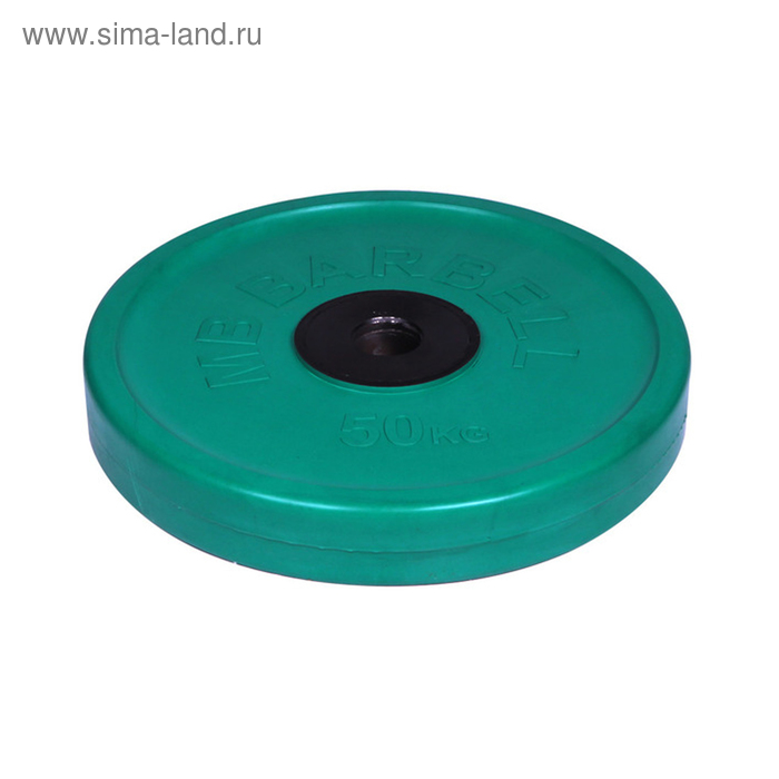 Диск олимпийский d=51 мм цветной 50 кг, цвет зелёный диск для грифа v sport lc 15 олимпийский 15 кг обрезин цветной с ручкой