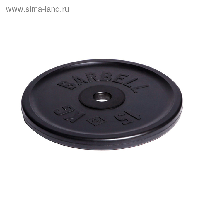Диск олимпийский d=51 мм, цвет чёрный, 15 кг диск для грифа v sport lc 15 олимпийский 15 кг обрезин цветной с ручкой