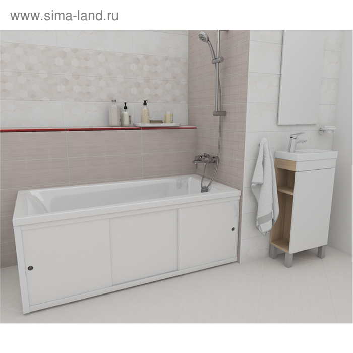 Экран для ванны фронтальный Cersanit универсальный-150, трехстворчатая, цвет белый  45326