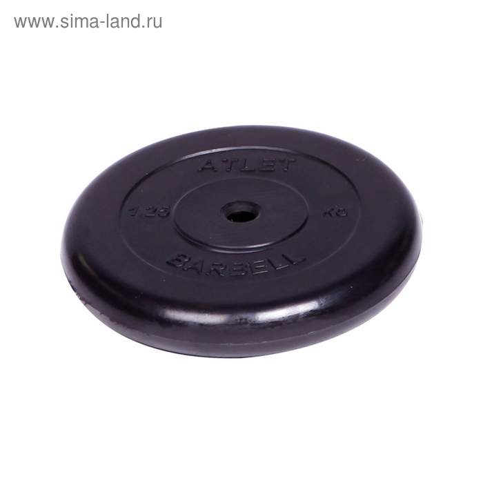 фото Диск обрезиненный d=26 мм, цвет чёрный, 1,25 кг atlet barbell