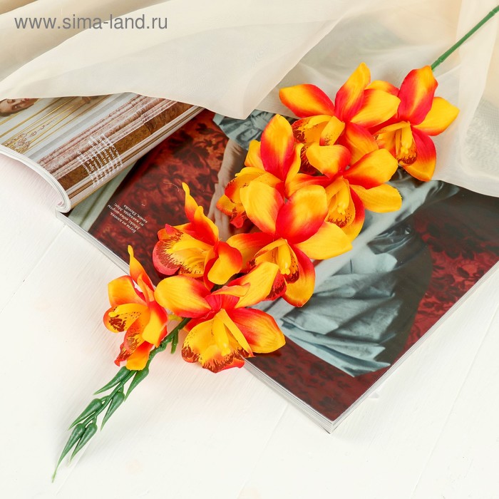 Цветы искусственные Камбрия 9х71 см, оранжевый цветы искусственные гвоздика 25 см оранжевый