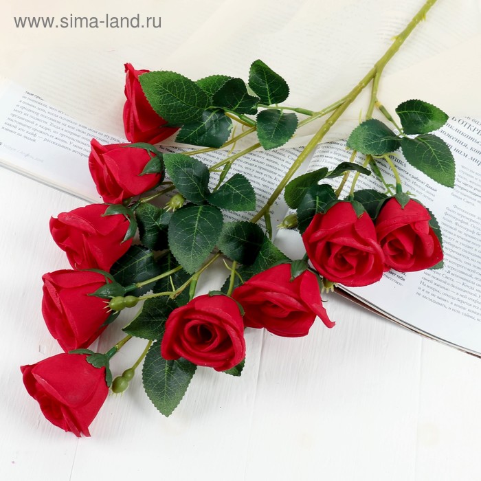 Цветы искусственные Роза букетная 4х63 см, бордовый цветы искусственные роза натурэль 6х44 см фиолетовый