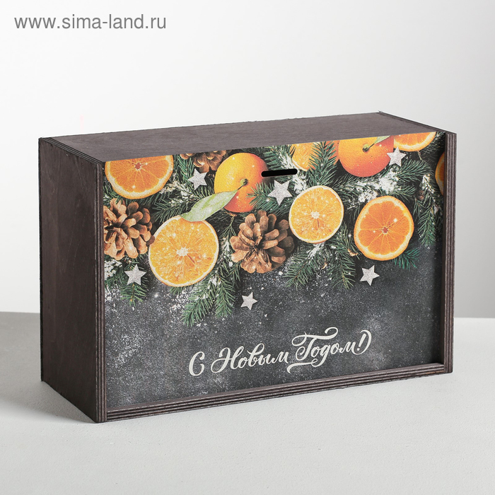 Ящик подарочный деревянный «Мандариновое настроение», 20 × 30 × 12 см