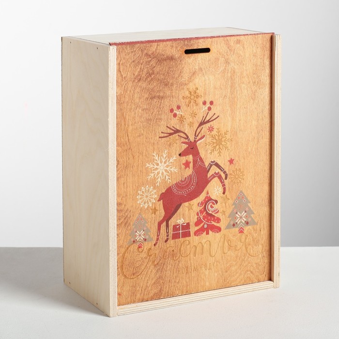 фото Ящик подарочный деревянный «счастья и любви в новом году», 20 × 30 × 12 см дарите счастье