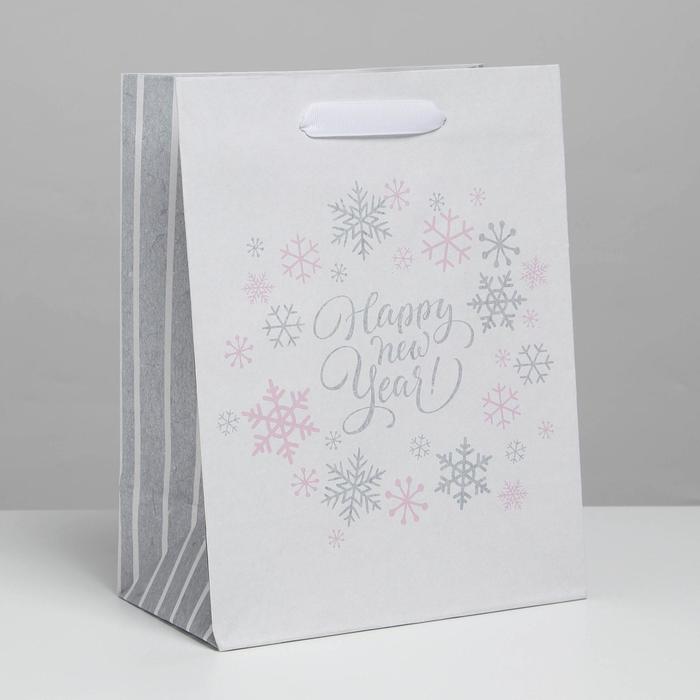 

Пакет крафтовый вертикальный «Happy new year!», 12 × 15 × 5,5 см