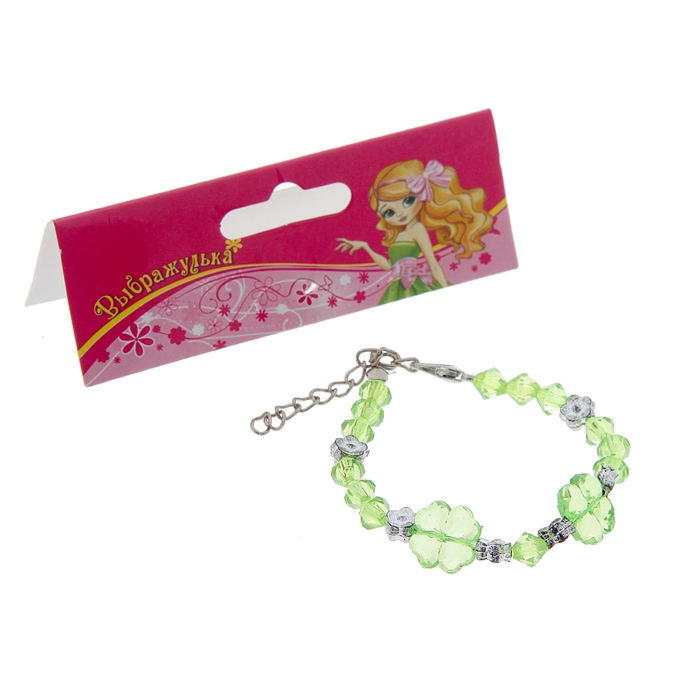 Браслет детский "Выбражулька" бабочки, цвет зеленый