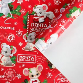 Бумага упаковочная глянцевая «Почта счастья», 70 × 100 см