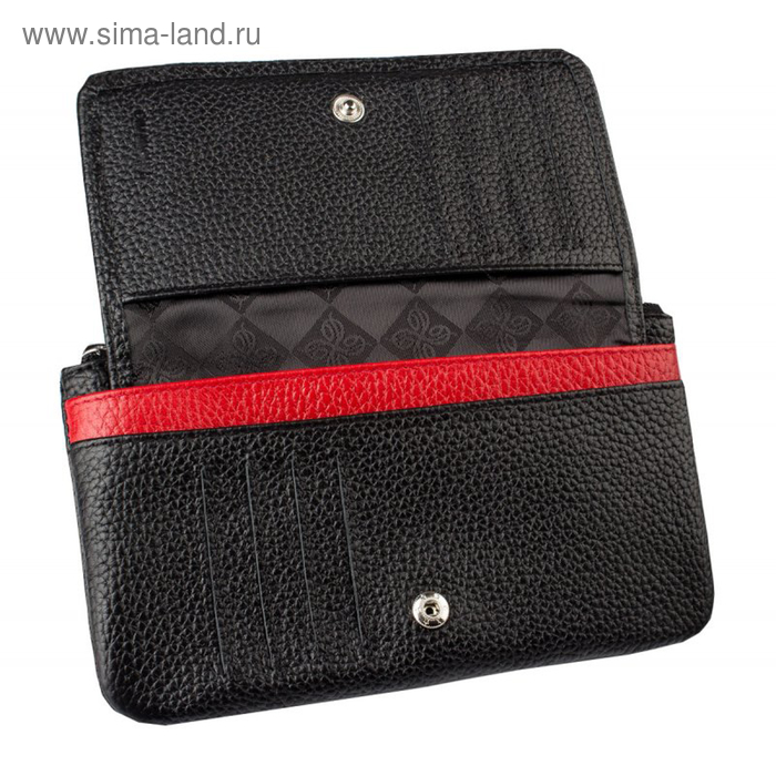 

Портмоне на молнии, цвет чёрно-красный