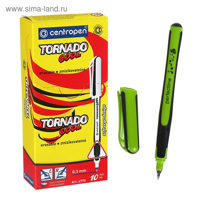 

Ручка-роллер, 0.5 мм, линия 0.3 мм, Centropen Tornado Cool 4775, одноразовая, корпус микс, картонная упаковка