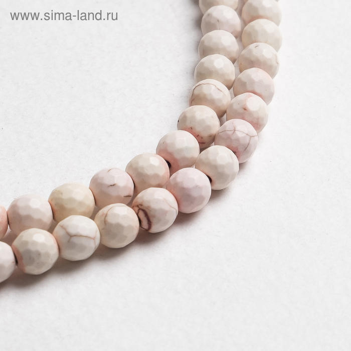 

Бусины на нити шар №8 гранёный "Кахолонг" (48 бусин, +/-37см)