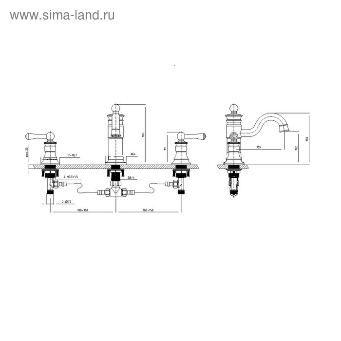

Смеситель для раковины Timo Adelia 6021/00F, двухвентильный, хром