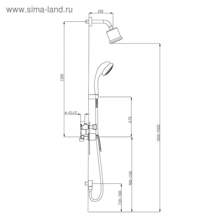 

Душевая система Timo Helmi SX-4059/00-16SM, встроенная, хром-белый