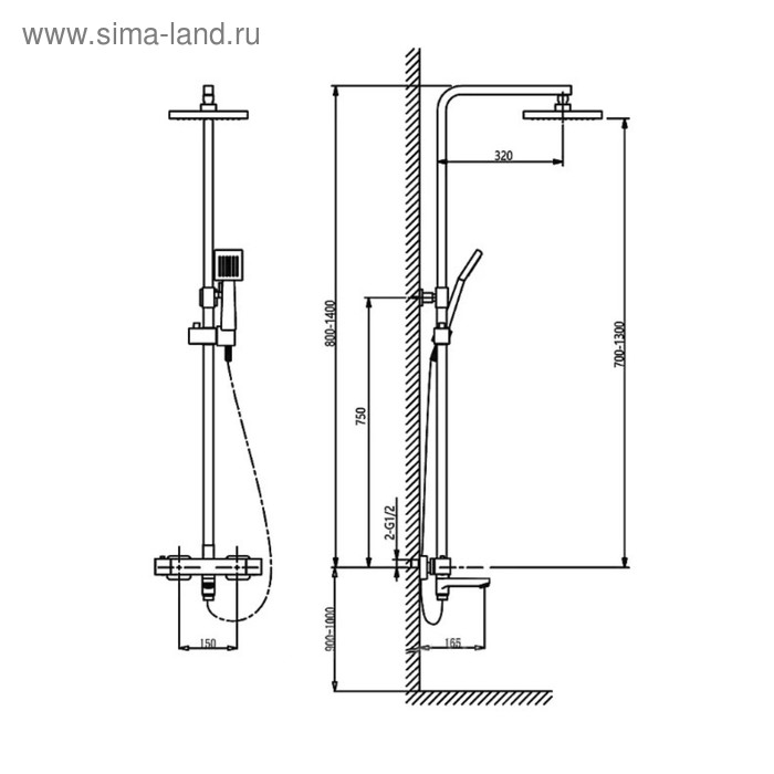 

Душевая система Timo Tetra-thermo SX-0169/00, с термостатом, хром
