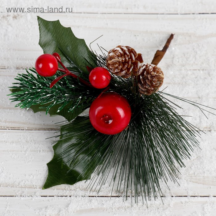 Декор Зимнее очарование шишки и ягодки, 17 см шар с новогодним декором шишки и ягодки